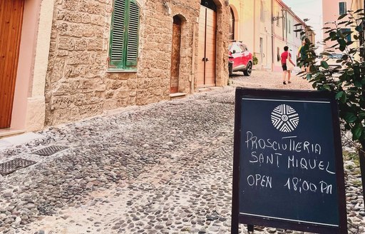 Sardinia - Prosciutteria Sant Miquel street sign