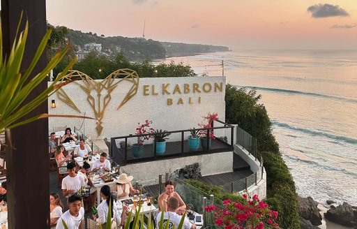 El Kabron Bali dining area, sea
