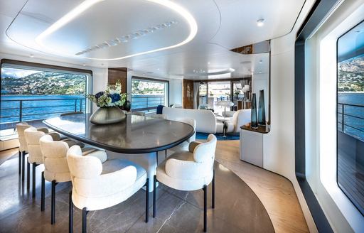 Charter yacht OCEAN ONE interior dining area