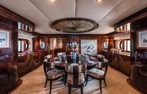 Charter yacht ASHENA interior formal dining area