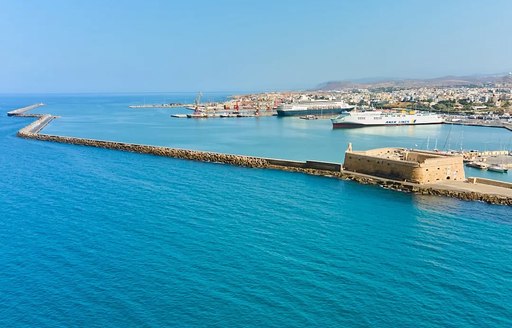 Rocca a Mare Fortress Crete aerial view