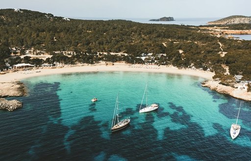 Ibiza - Cala Bassa bay aerial view