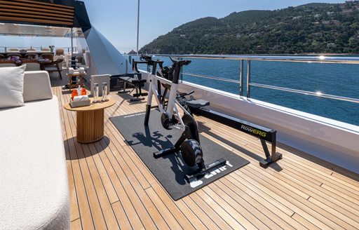 Superyacht charter QU2 gym bicycle on deck