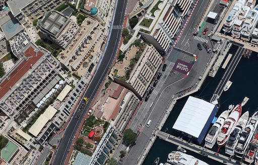 Circuit de Monaco and Port Hercule aerial view