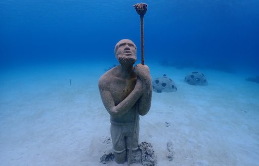 Underwater statue in the Bahamas