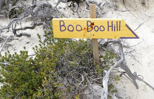 Boo Boo Hill Bahamas sign