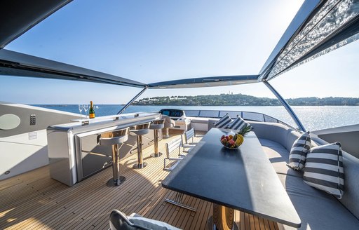 Overview of the sun deck onboard charter yacht GLASAX