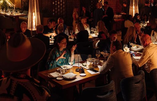 Charter guests dining at Zuma Cannes