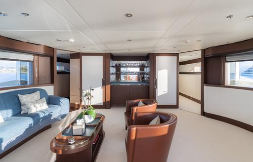 Super yacht charter RENEGADE interiors with seating