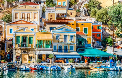 Symi Island, Greece - October 07, 2018 : Symi Island harbour view in Greece.