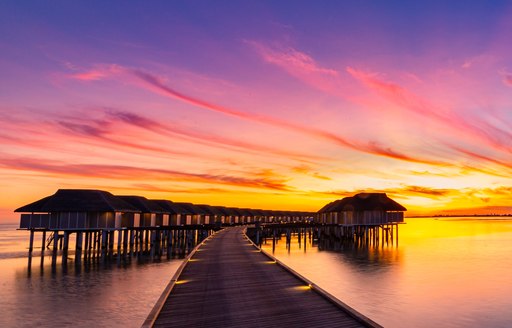 Resort in the Maldives at sunset