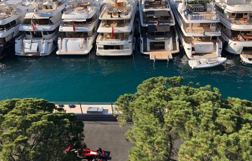 A formula 1 car racing along the Monaco Grand Prix track