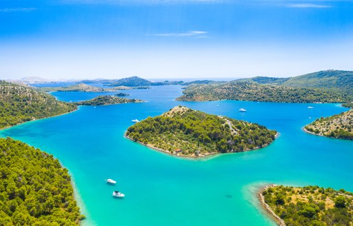 Aerial view looking out over Croatian islands