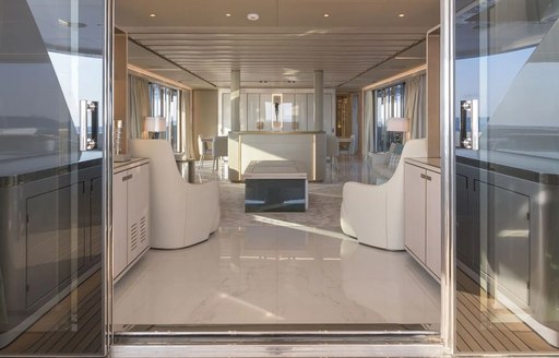 Private sitting area on superyacht EIV