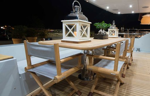 alfresco dining on the main deck aft of motor yacht EMOJI 
