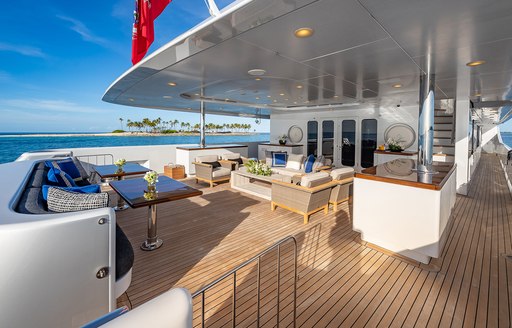 Seating area on the aft deck of Turquoise