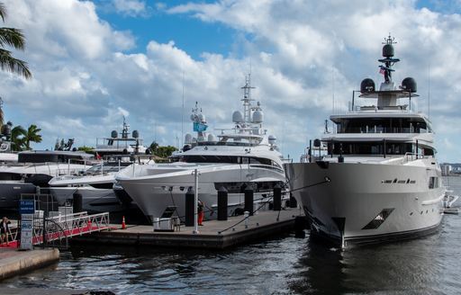 Superyachts berthed at FLIBS