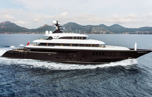 Charter yacht LOON underway, surrounded by sea