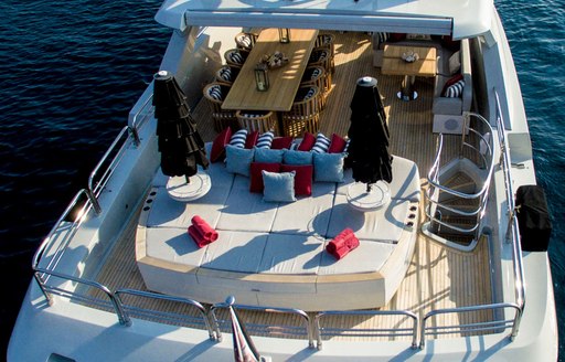 sunning area on the aft section of the flybridge aboard luxury yacht EMOJI 