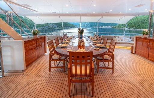 Exterior decks onboard charter yacht TRIDENT