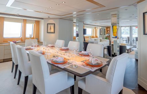 Charter yacht DEEP BLUE II interior dining area