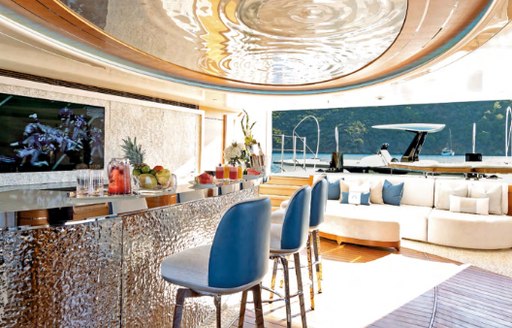 Beach club on board charter yacht ARROW