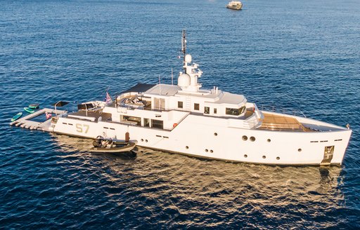 Charter yacht S7 at anchor in the sea