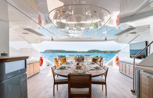 Charter yacht NORMA JEAN alfresco dining area