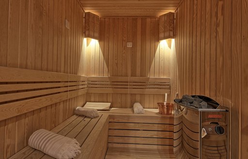 Sauna on board charter motor sailer yacht MEIRA