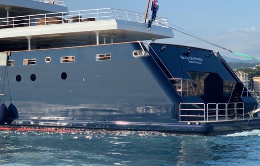 Stern of superyacht 'Bleu De Nimes'