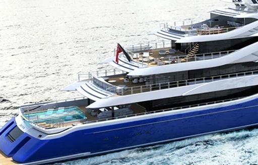 Charter yacht Project VENTO aft decks and swimming pool