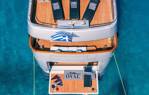 Aft decks on board charter yacht OVAL