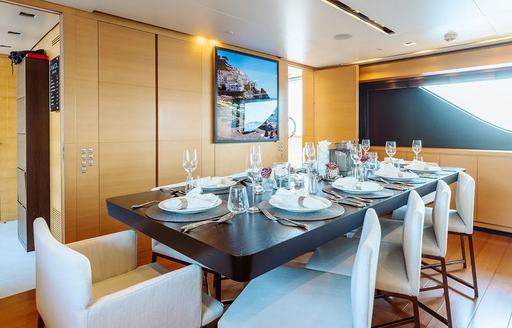 Charter yacht AWAY interior dining area