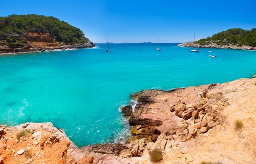 Ibiza cala Salada and Saladeta in san Antonio Abad at Balearic Islands Spain