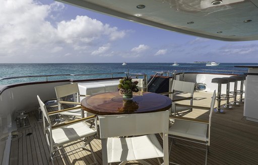 Covered dining areas on superyacht M3