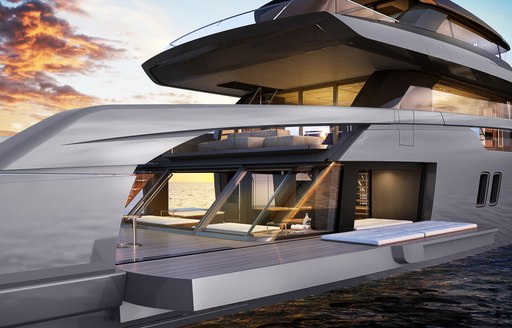 Covered deck space on Sanlorenzo superyacht ALMAX