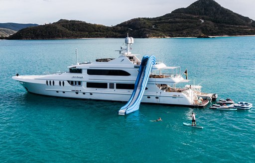 Charter yacht JUST ENOUGH at anchor