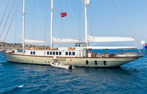 Charter yacht YAZZ at anchor