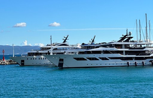 Superyacht charters berthed along the Zapadna obala in Split, Croatia