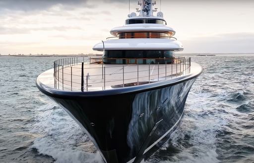 Superyacht charter BREAKTHROUGH bow shot at sea