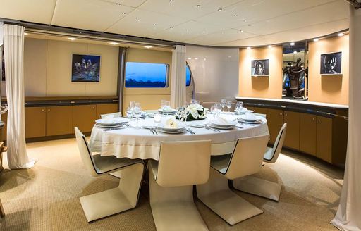 Charter yacht PANDION interior dining area
