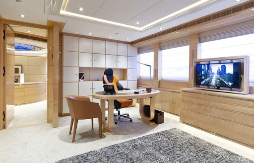 Master study area on board charter yacht LADY JJ