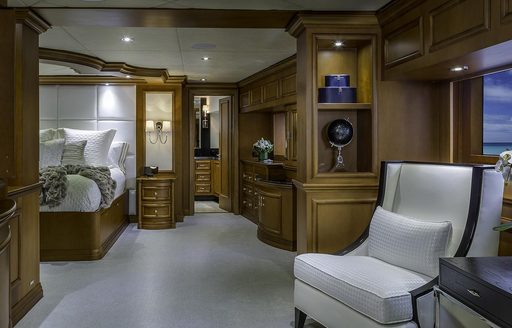 View into cabin on on superyacht M3