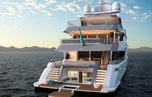 Aft view showing swimming platform on Superyacht Project Tala