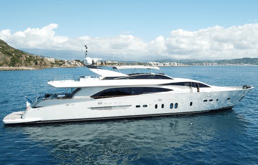 Charter yacht LADY EMMA at anchor in a bay