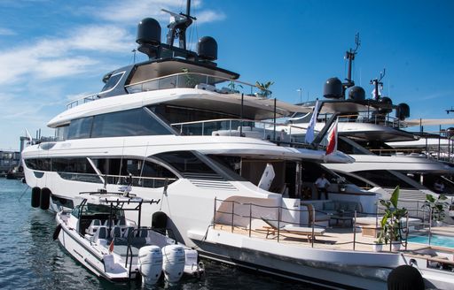 Superyacht charters berthed at the Cannes Yachting Festival