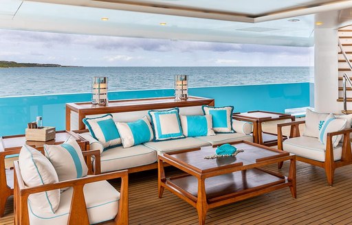 Covered seating area on Superyacht AXIOMA