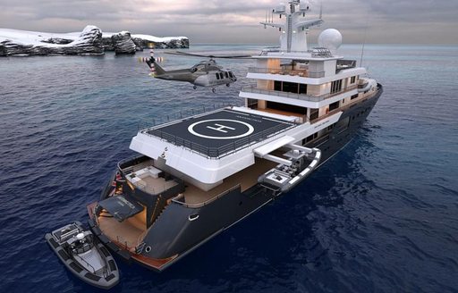 Charter yacht PLANET NINE helipad profile