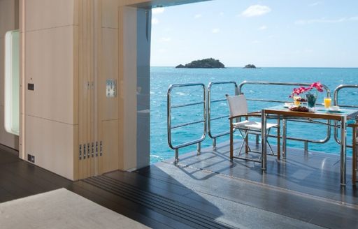 Private balcony on masters suite with balcony on luxury yacht SIREN
