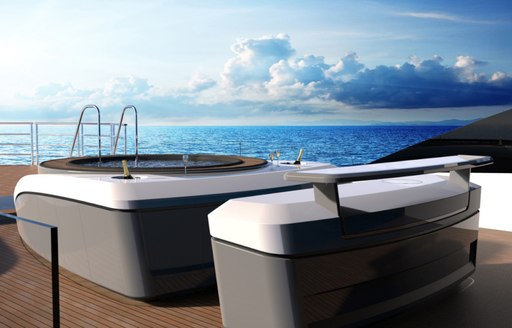 spa pool on upper deck aft of charter yacht Solo 